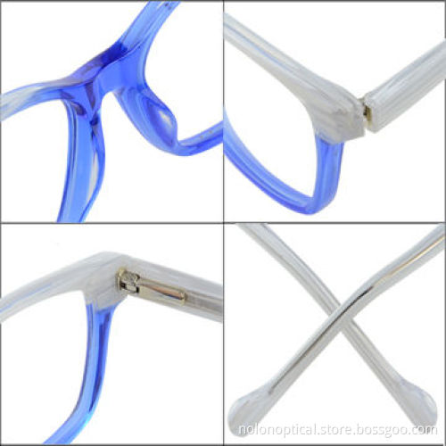 Fashion lamination acetate optical frames in blue with white